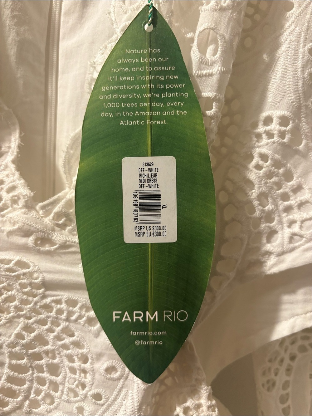 NWT FARM Rio Warm White Eyelet Lace Maxi Dress Size XL - Picture 3 of 7